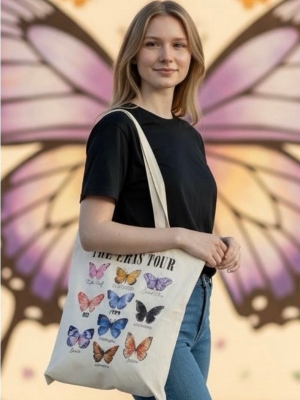 Taylor Swift The Eras Tour Tote Bag Butterfly Album Art